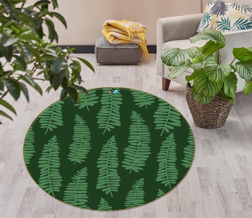 3D Leaves 10538 Kashmira Jayaprakash Rug Round Non Slip Rug Mat