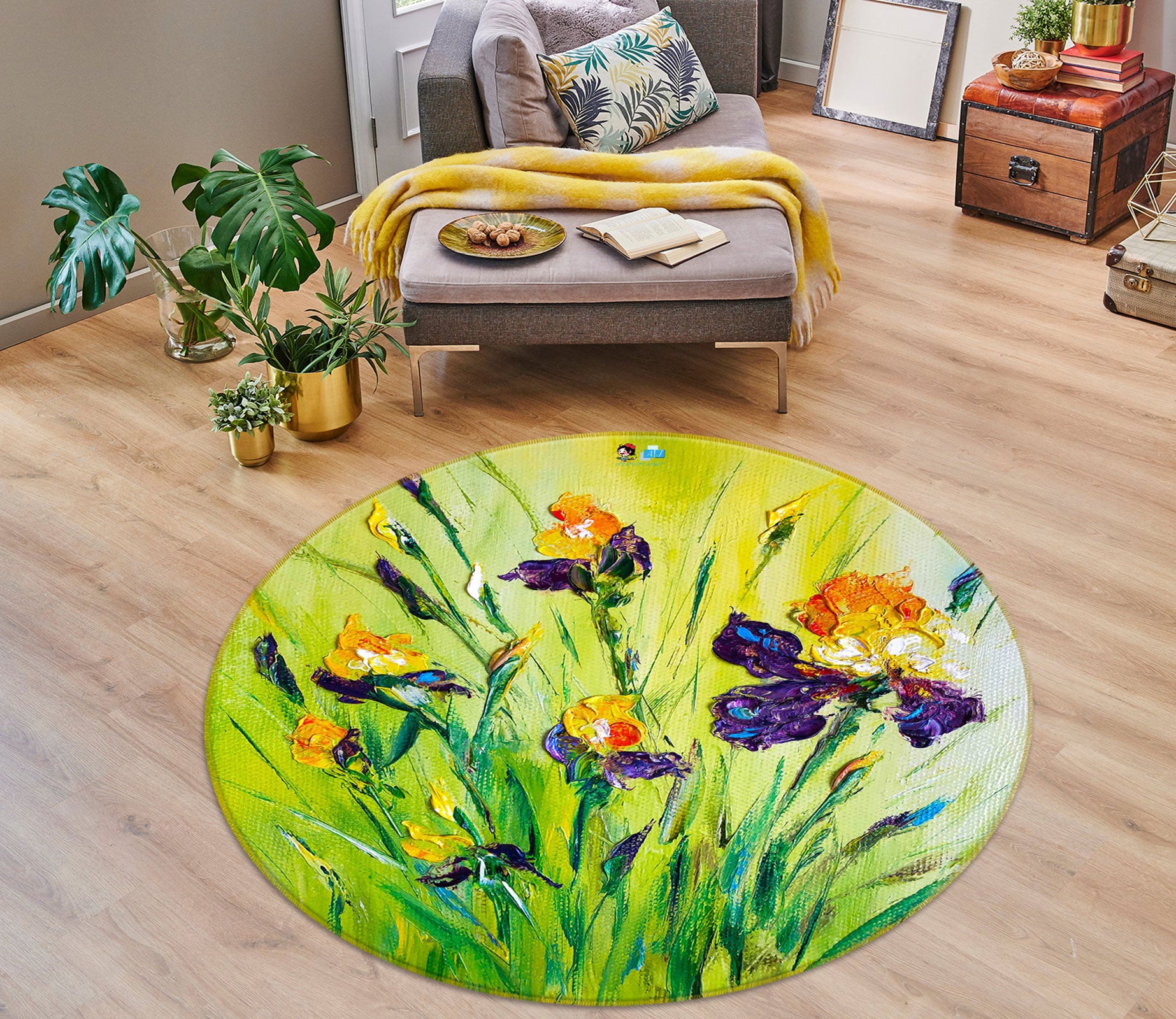 3D Flower Bud 752 Skromova Marina Rug Round Non Slip Rug Mat