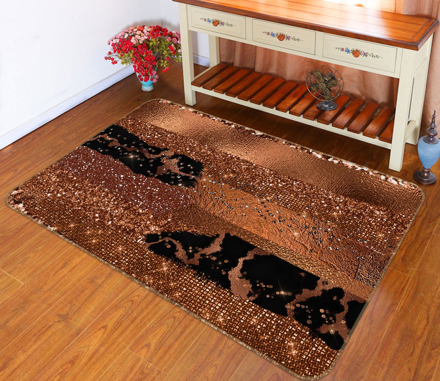 3D Brown Abstract 066 Uta Naumann Rug Non Slip Rug Mat