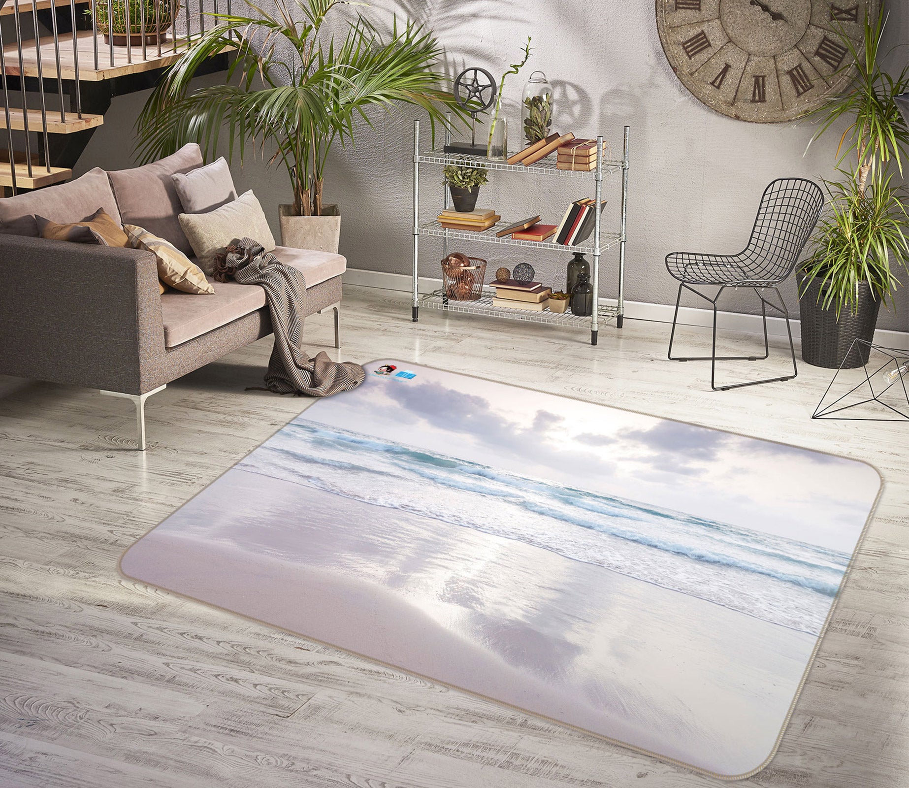 3D Beach Waves 6819 Assaf Frank Rug Non Slip Rug Mat