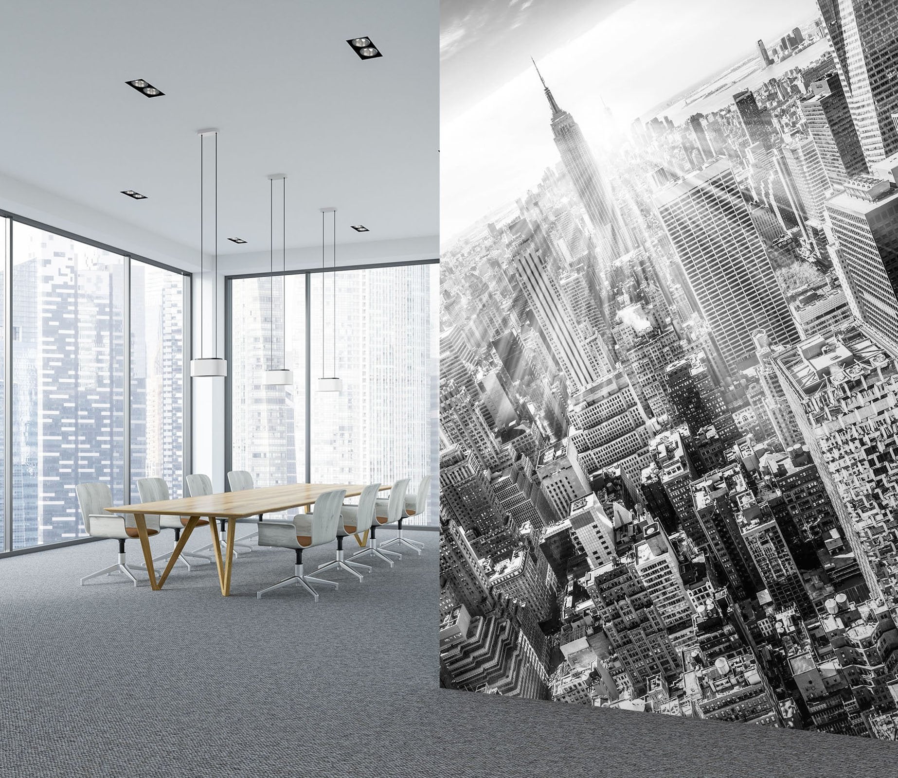 3D Black and white city buildings with sunshine 17 Wall Mural Wallpaper AJ Wallpaper 2 