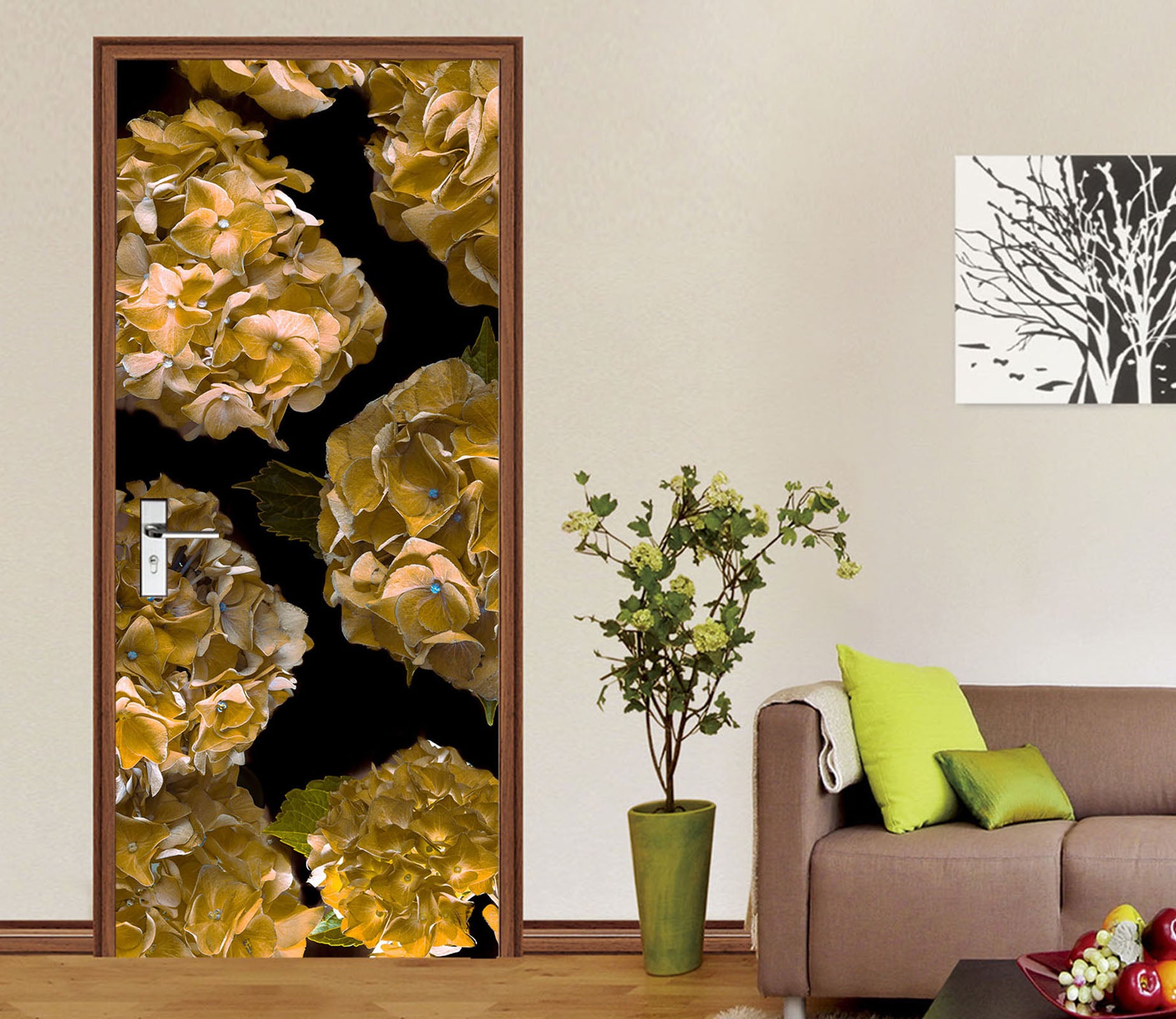 3D Yellow Flowers 5048 Assaf Frank Door Mural