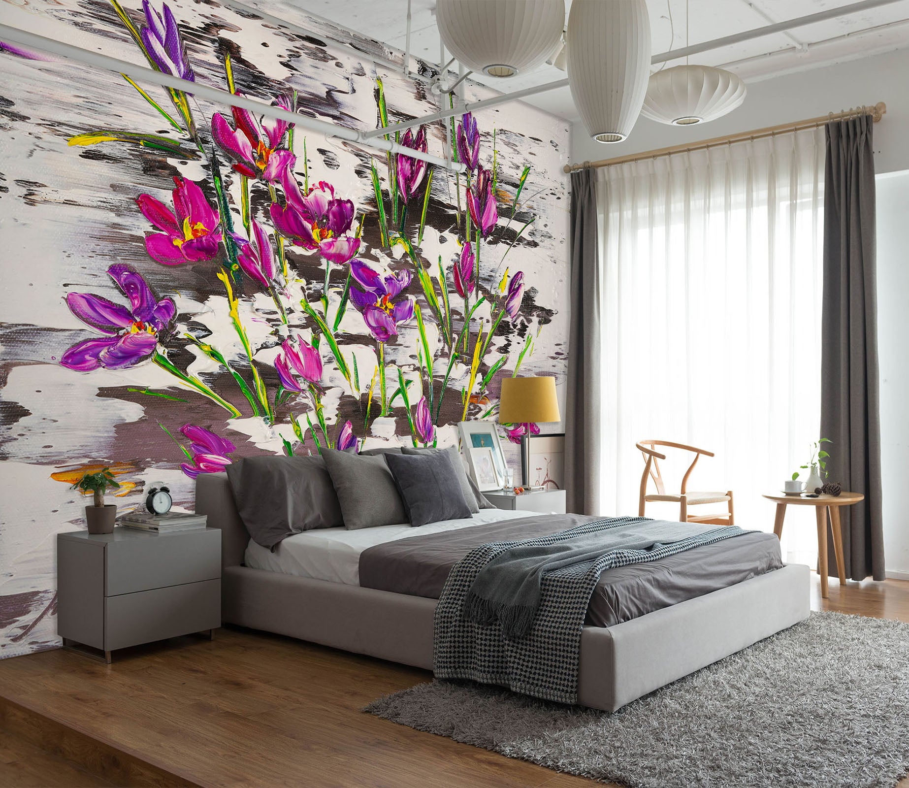 3D Purple Flower 230 Skromova Marina Wall Mural Wall Murals