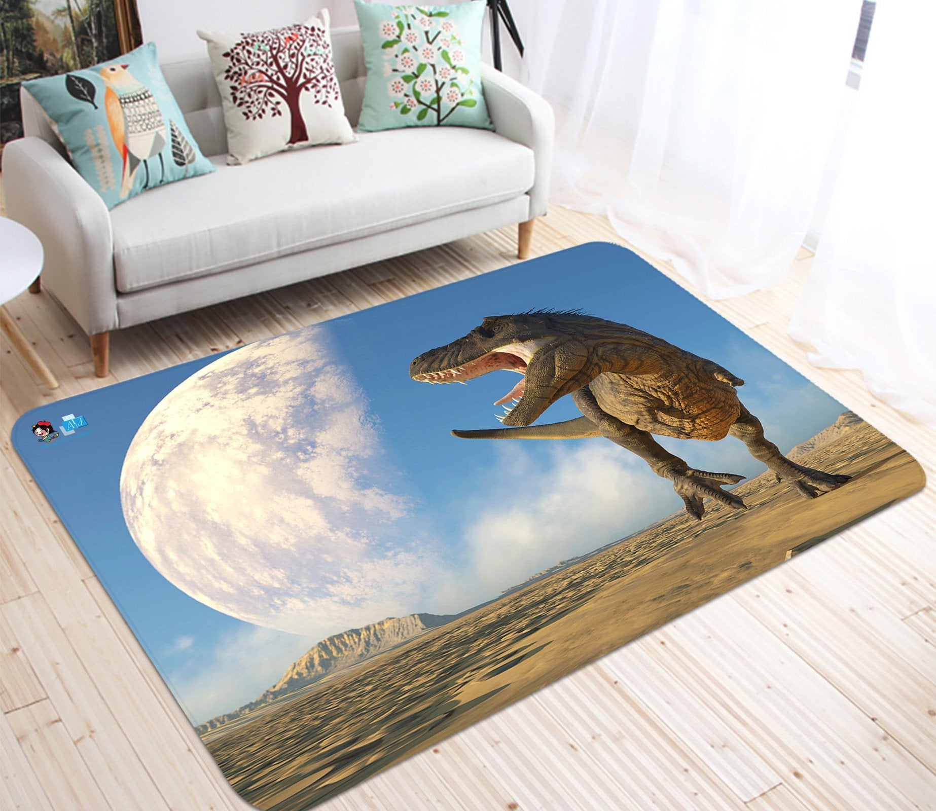 3D Moon Dinosaur 73 Non Slip Rug Mat Mat AJ Creativity Home 