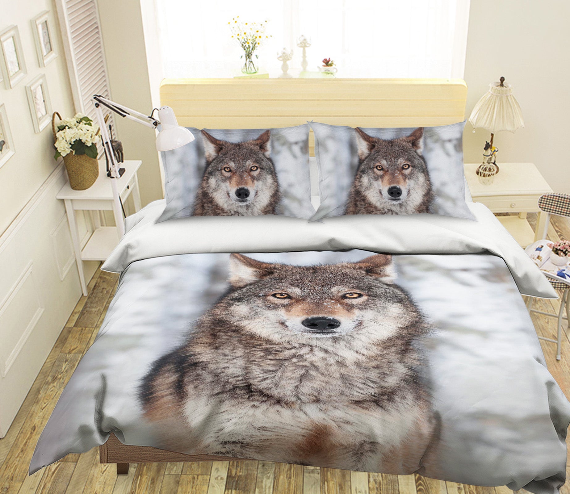 3D Snow Wolf 140 Bed Pillowcases Quilt