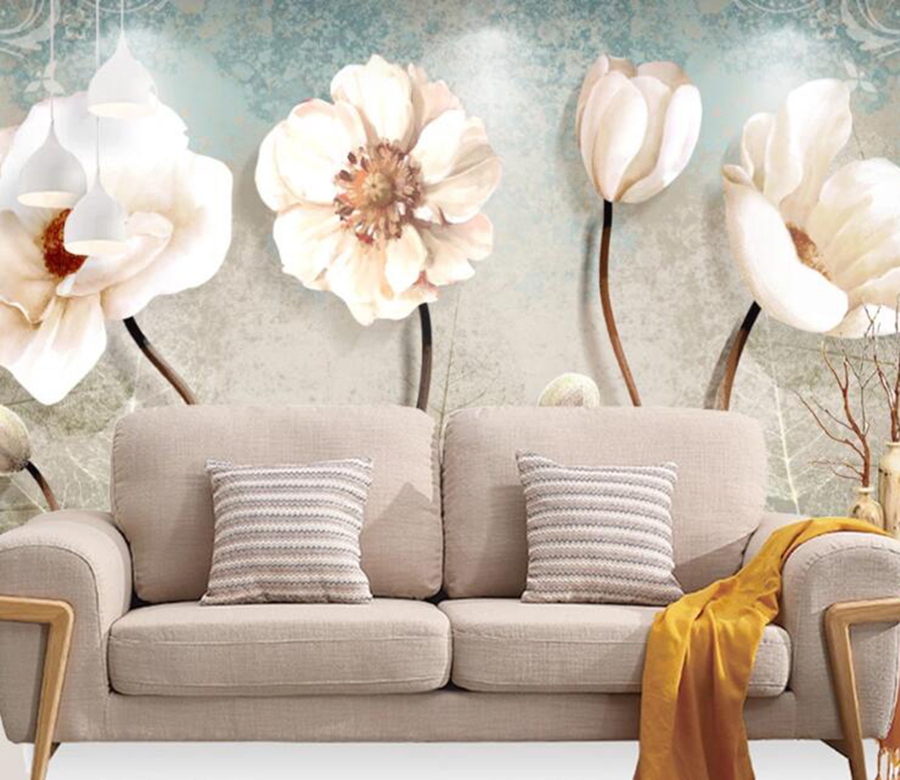 3D Pearl Flower WC80 Wall Murals Wallpaper AJ Wallpaper 2 