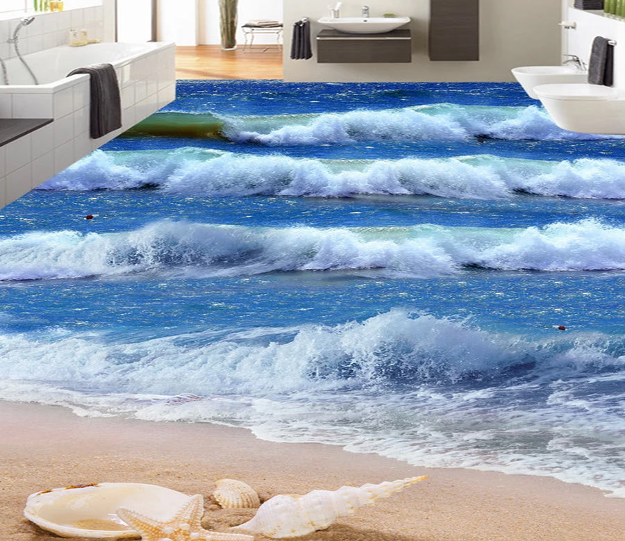 3D Layers Of Waves 594 Floor Mural  Wallpaper Murals Rug & Mat Print Epoxy waterproof bath floor