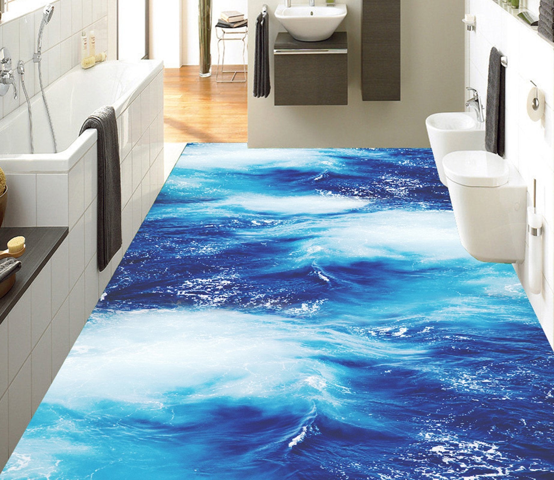 3D Blue Sea Water WG061 Floor Mural Wallpaper AJ Wallpaper 2 