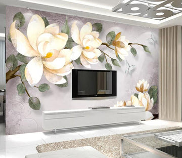 3D White Flowers WC33 Wall Murals Wallpaper AJ Wallpaper 2 