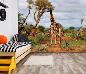 3D Giraffe Tree 409 Wall Murals