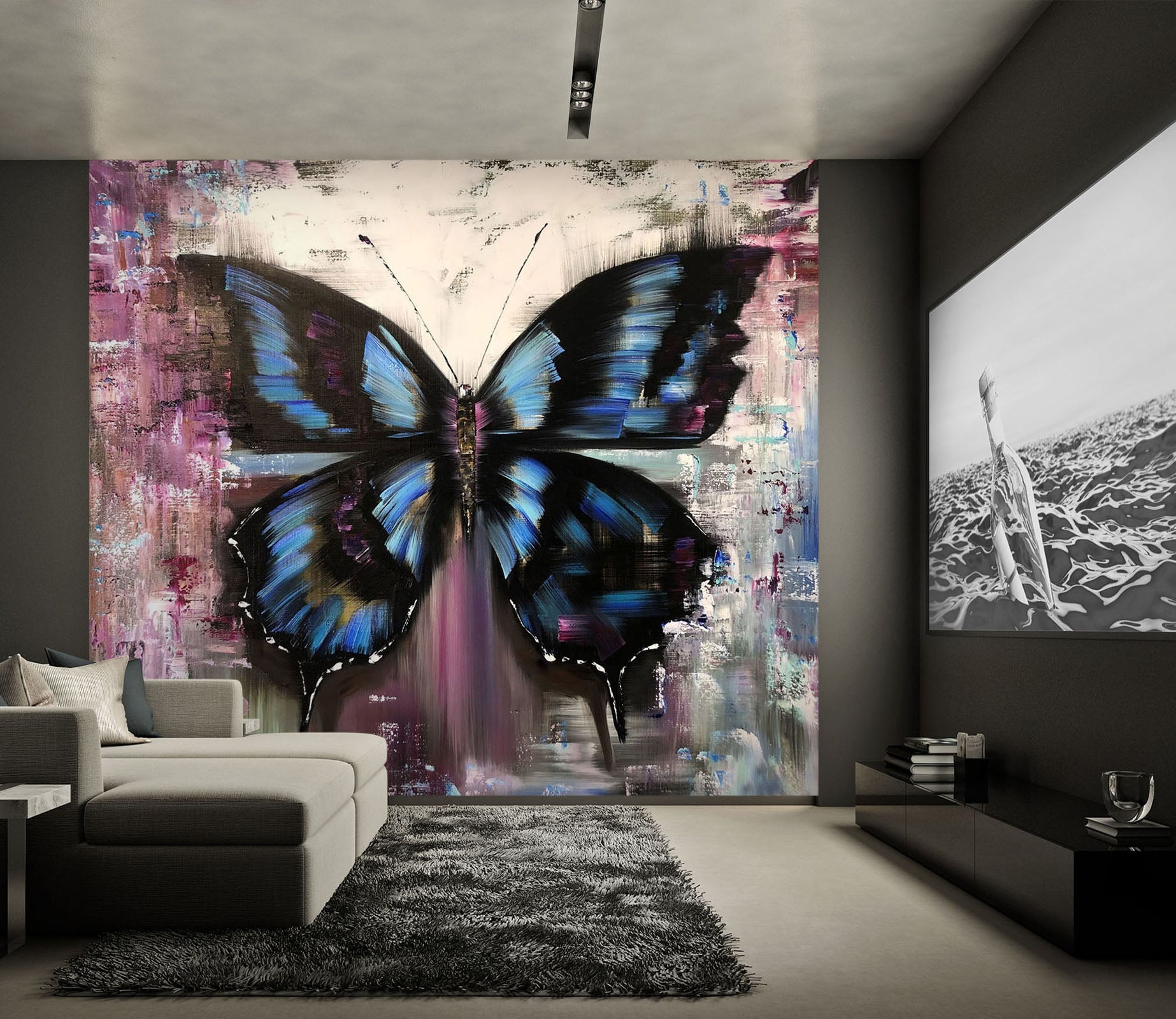 3D Blue Butterfly 258 Skromova Marina Wall Mural Wall Murals