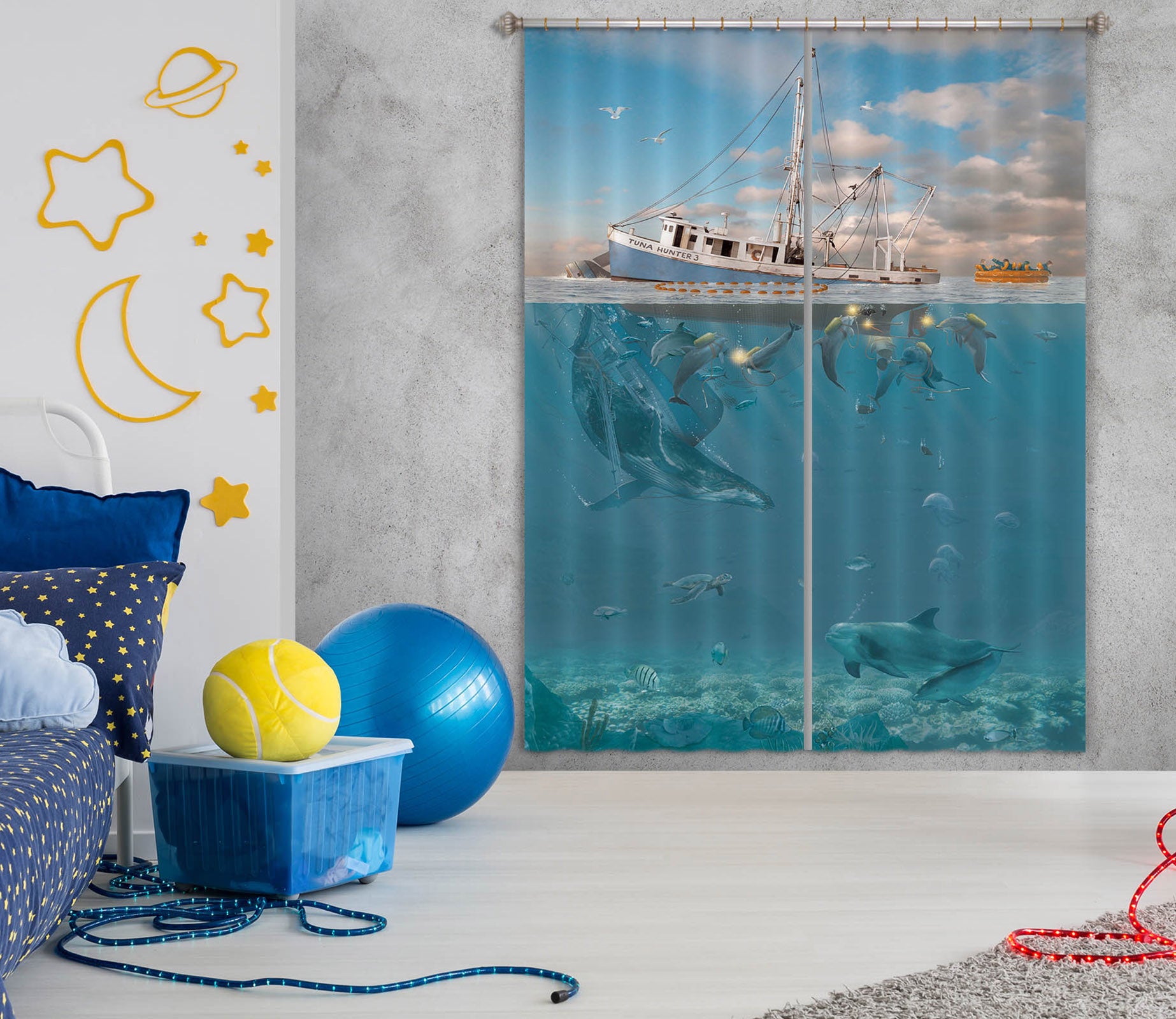 3D Rage Of The Dolphin 063 Vincent Hie Curtain Curtains Drapes