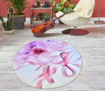 3D Pink Purple Flower 780 Skromova Marina Rug Round Non Slip Rug Mat