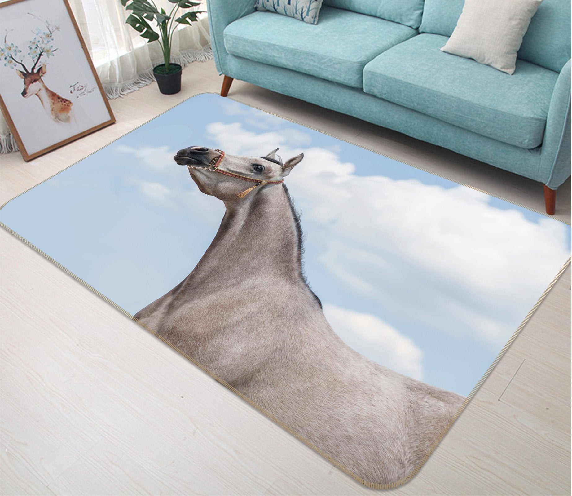 3D Blue Sky Horse 599 Animal Non Slip Rug Mat Mat AJ Creativity Home 