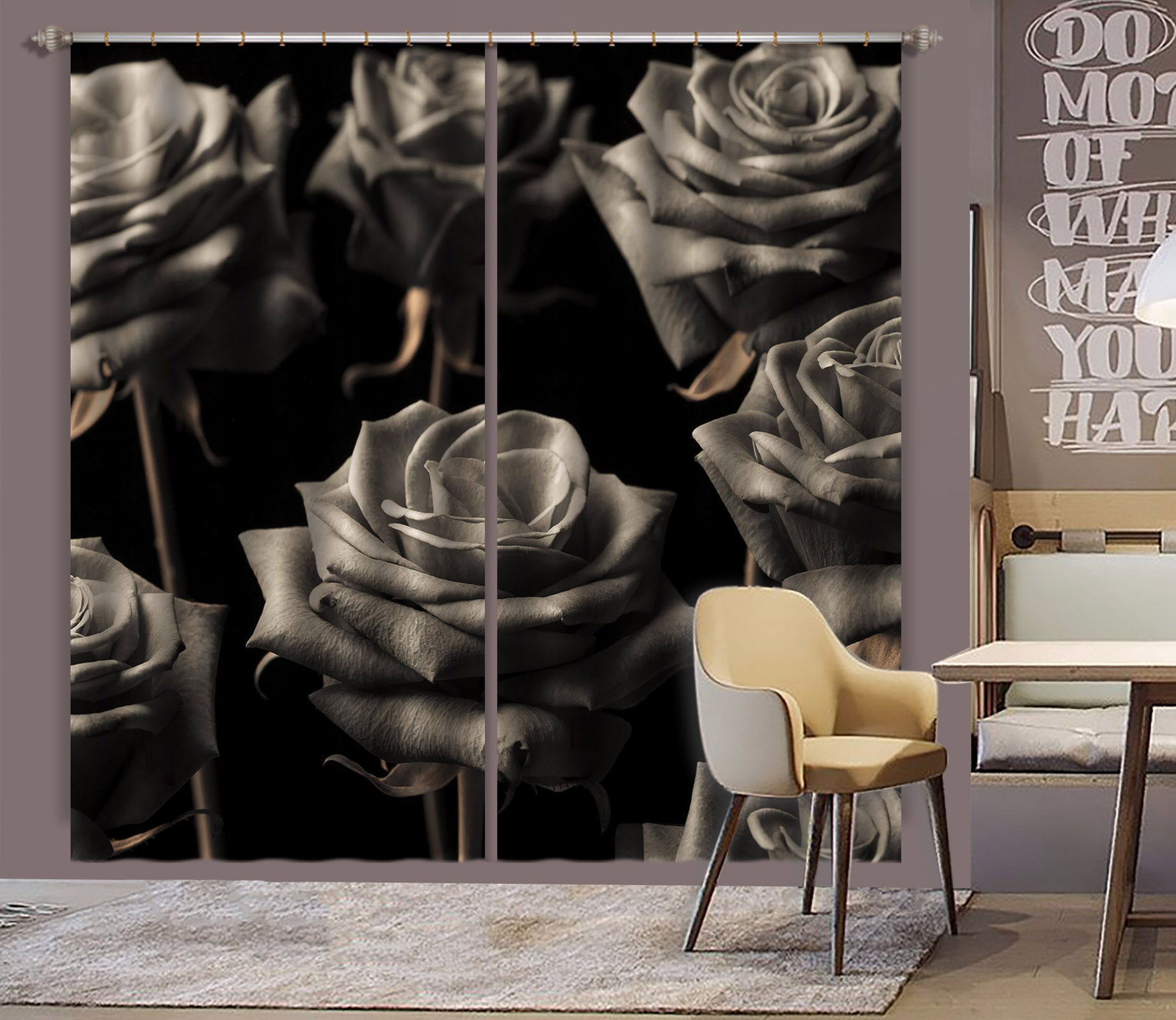 3D Retro Rose 6317 Assaf Frank Curtain Curtains Drapes