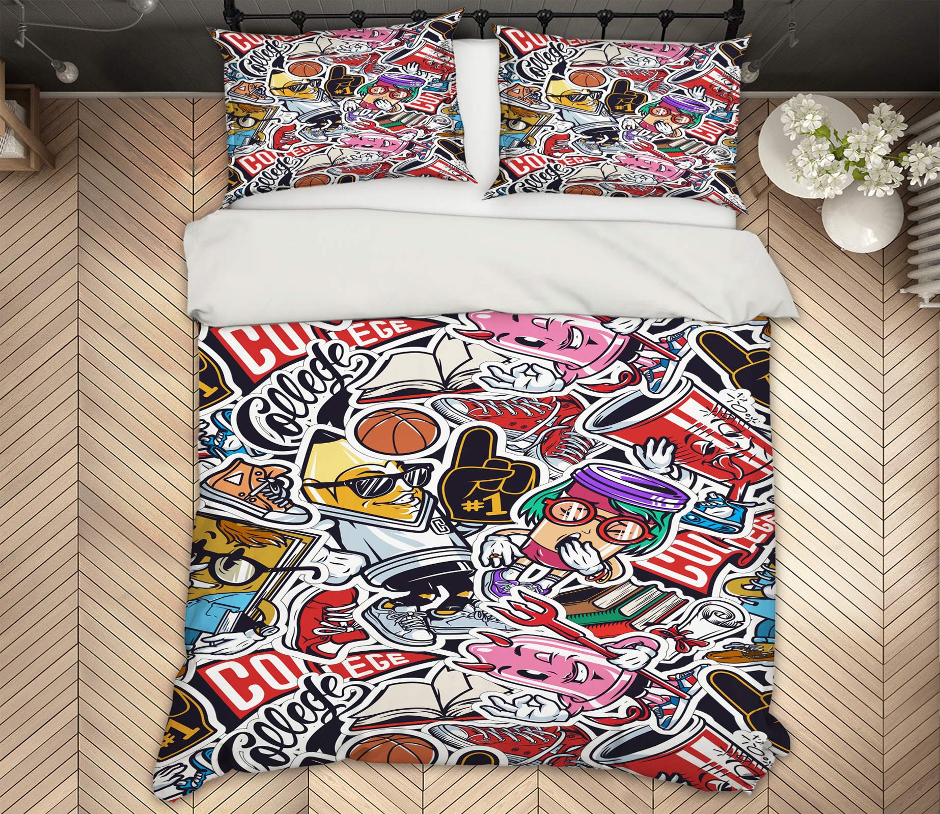 3D Coke Basketball Doodle Sticker 72007 Bed Pillowcases Quilt