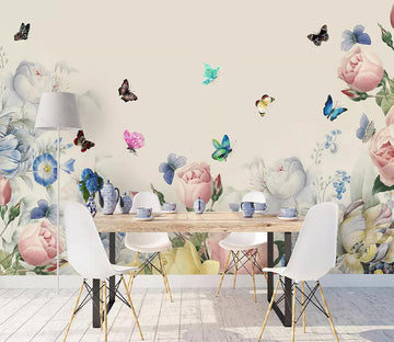 3D Color Butterfly Flower WC783 Wall Murals