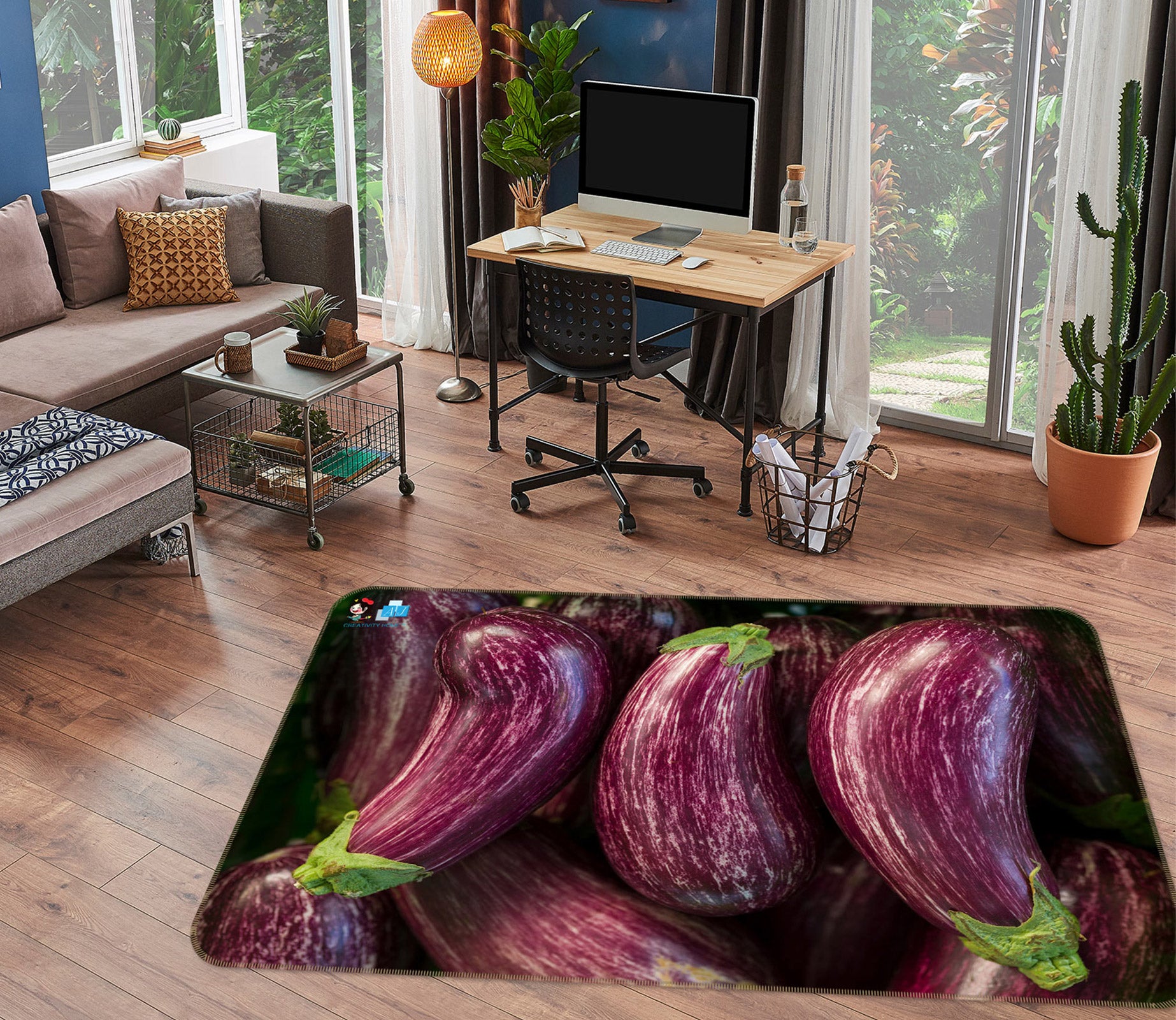 3D Vegetable Eggplant 6858 Assaf Frank Rug Non Slip Rug Mat