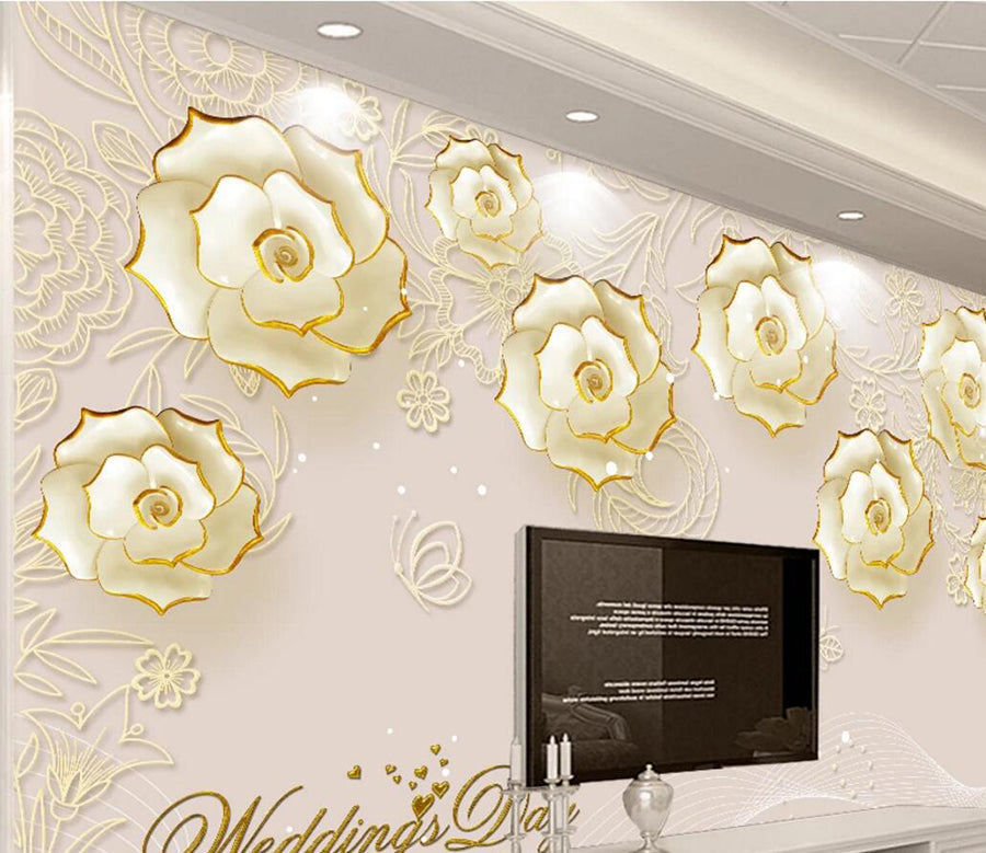 3D Ceramic Flower WC526 Wall Murals