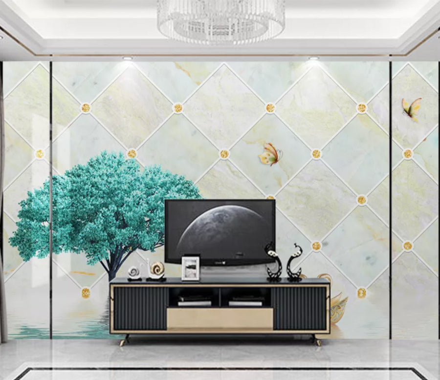 3D Tree Swan WC2629 Wall Murals