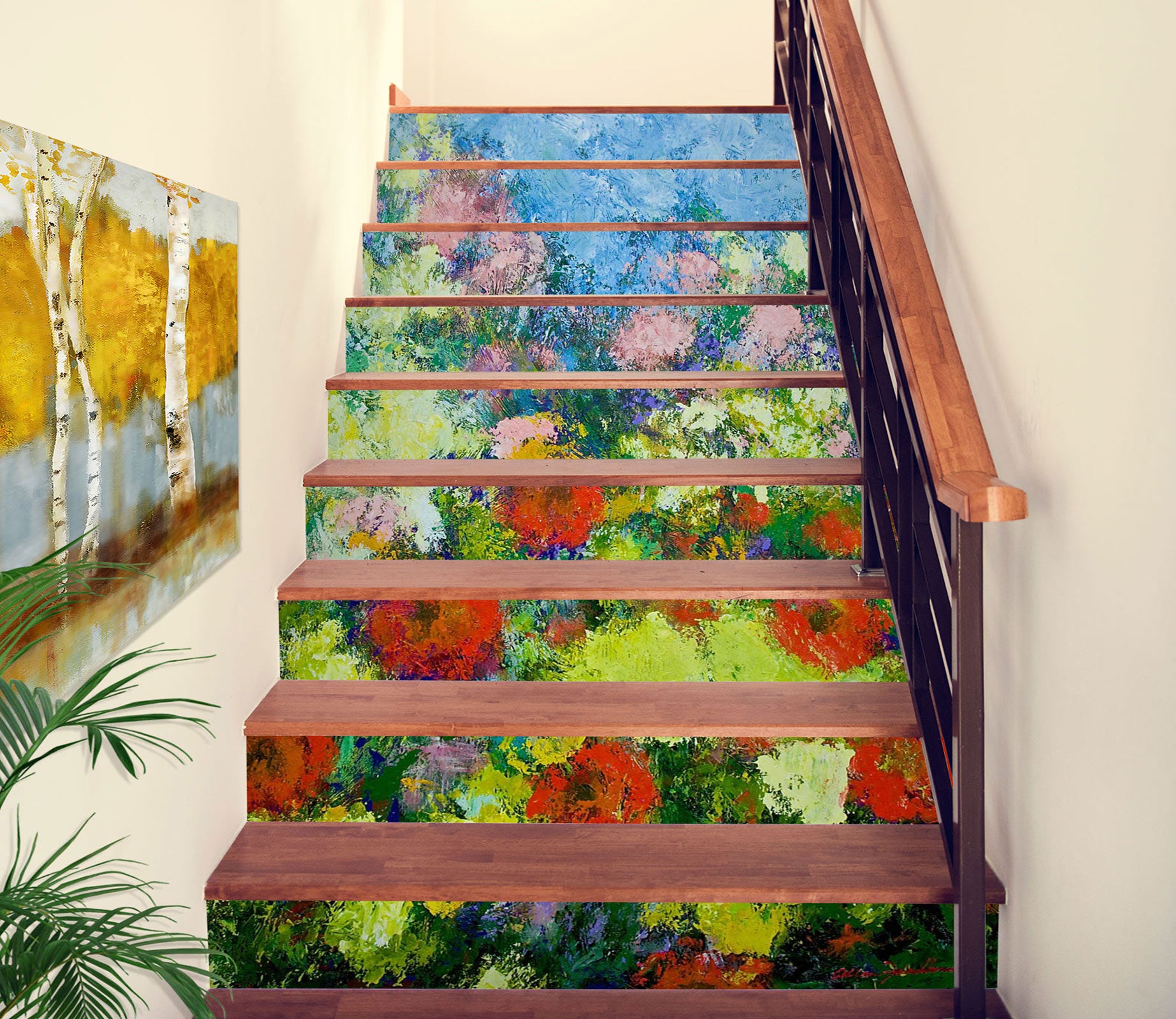 3D Oil Painting Flowers 9012 Allan P. Friedlander Stair Risers