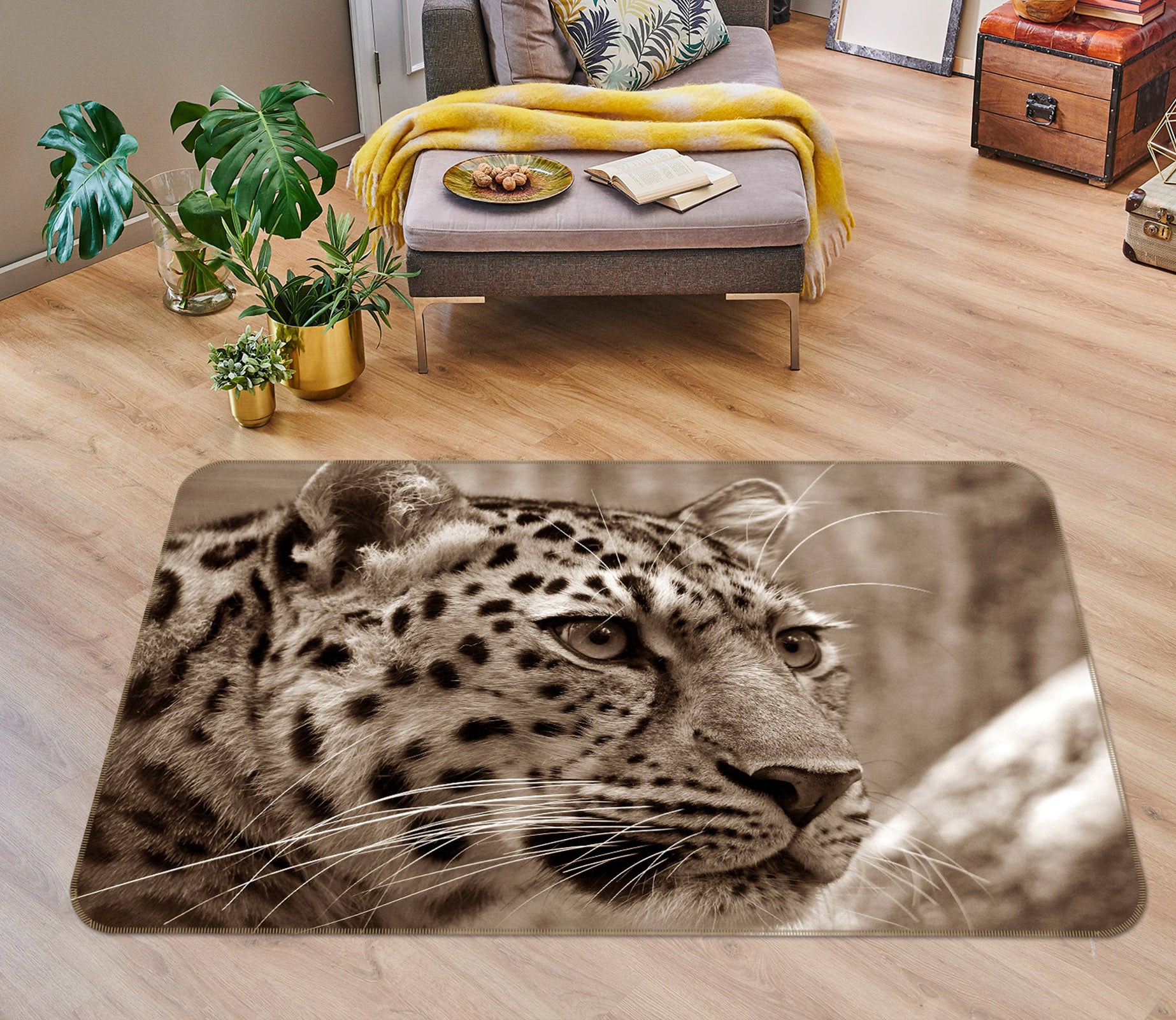 3D Leopard Mighty 004 Animal Non Slip Rug Mat