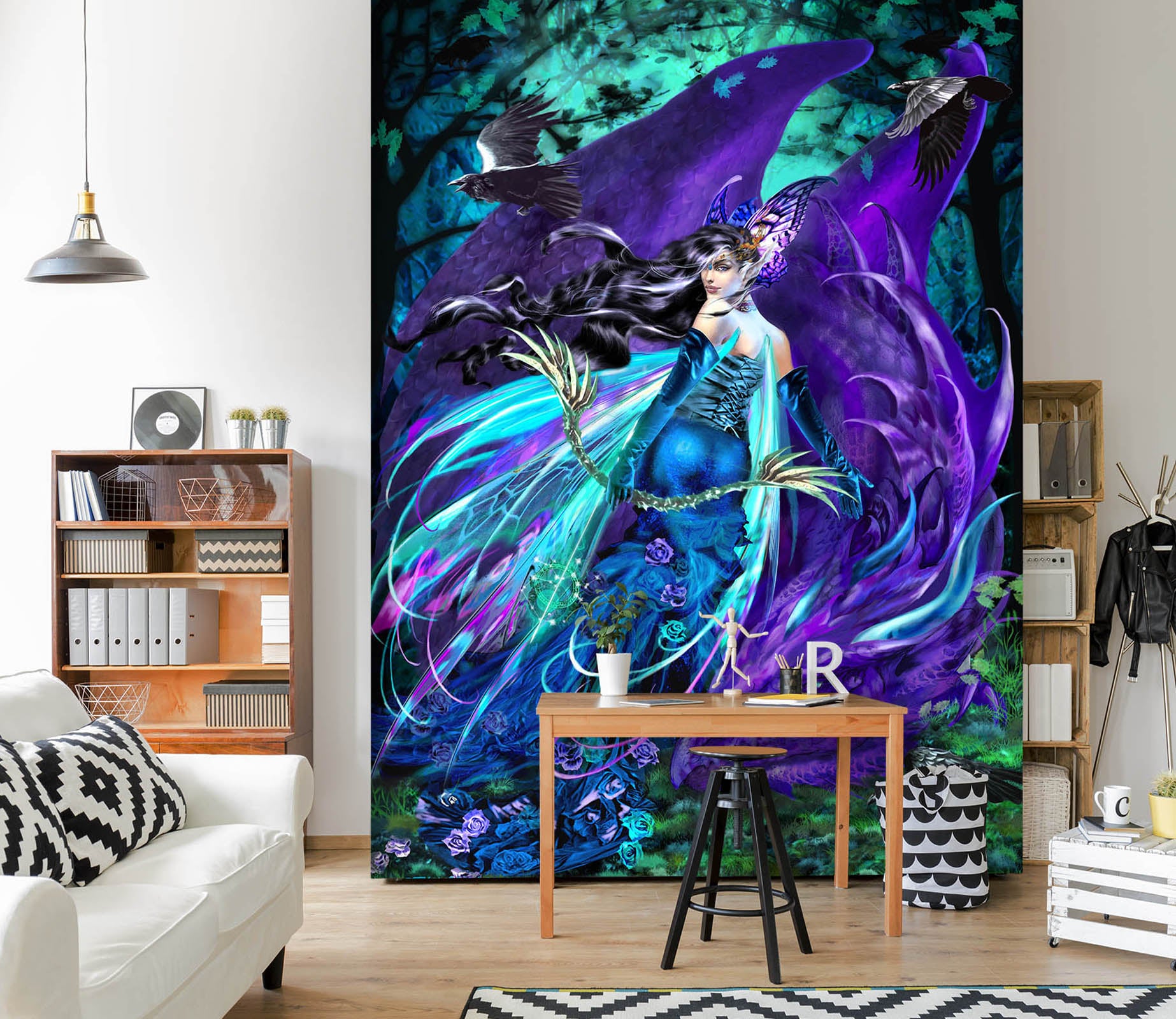 3D Purple Dragon Girl 8149 Ruth Thompson Wall Mural Wall Murals