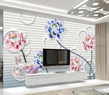 3D Blue Lotus WC587 Wall Murals