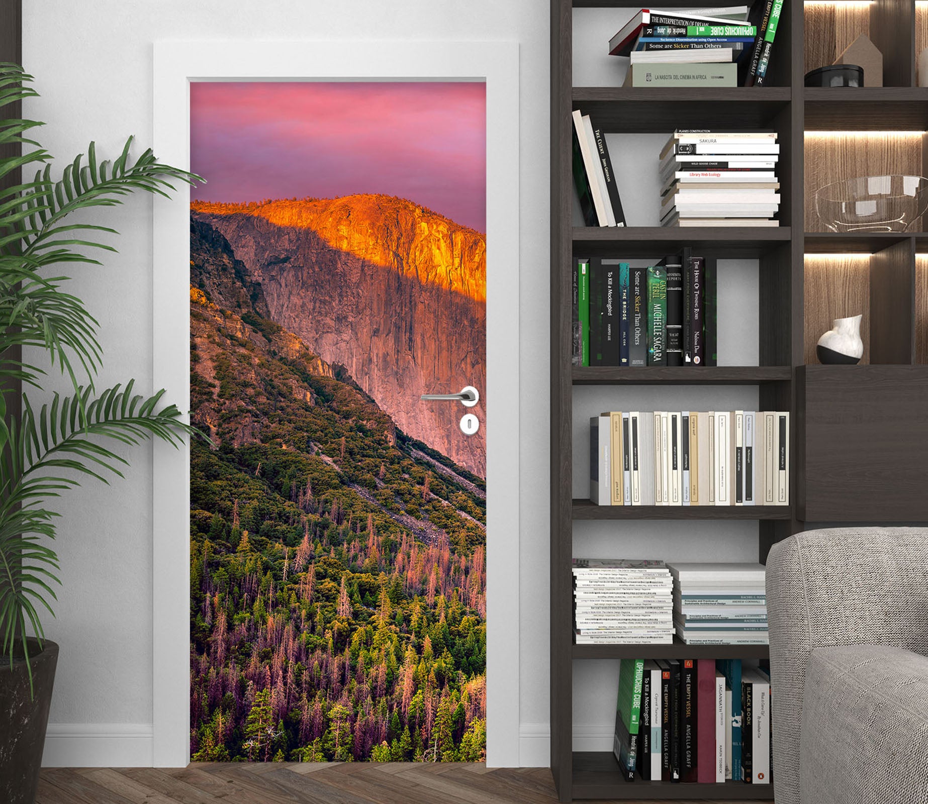 3D Mountains Forest 122154 Marco Carmassi Door Mural