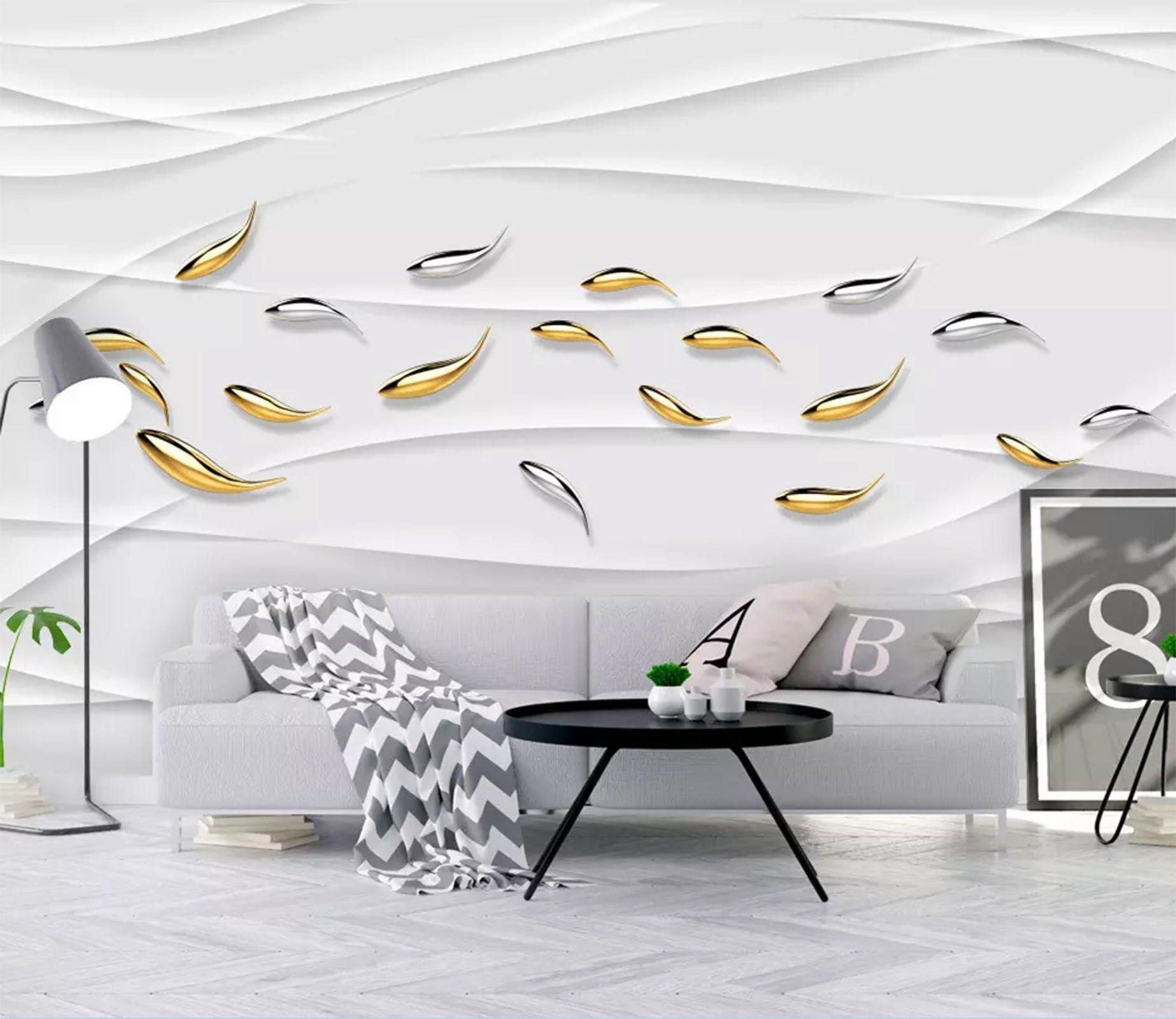 3D Modern Fish School WC19 Wall Murals Wallpaper AJ Wallpaper 2 