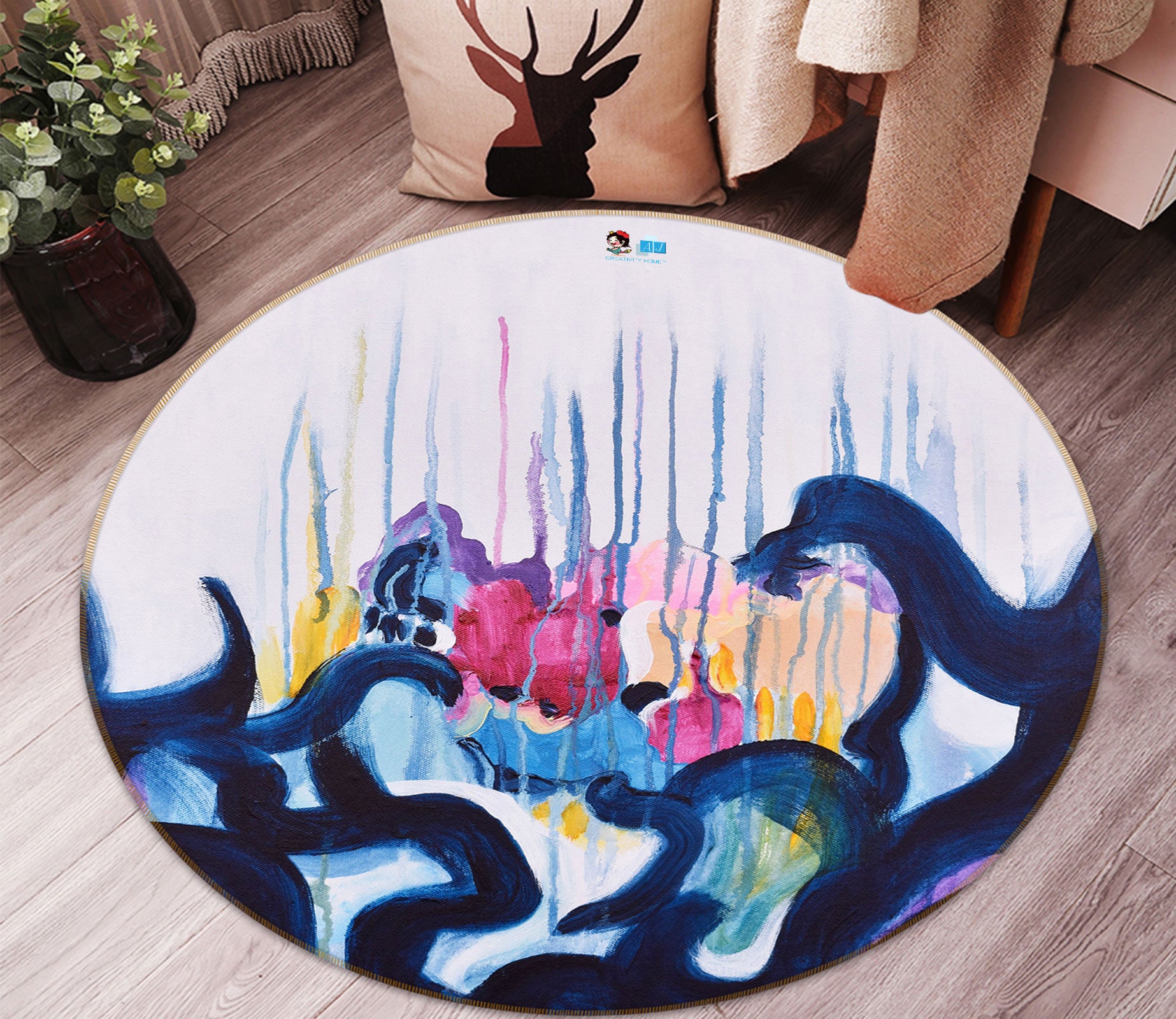 3D Abstract Painting 1320 Misako Chida Rug Round Non Slip Rug Mat