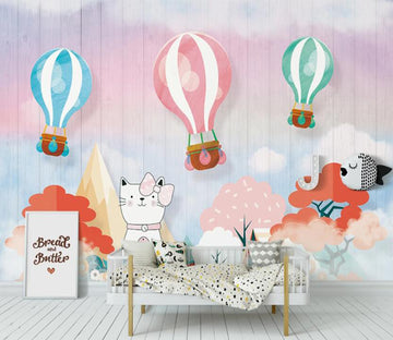 3D Simple And Cute Hot Air Balloon 2454 Wall Murals