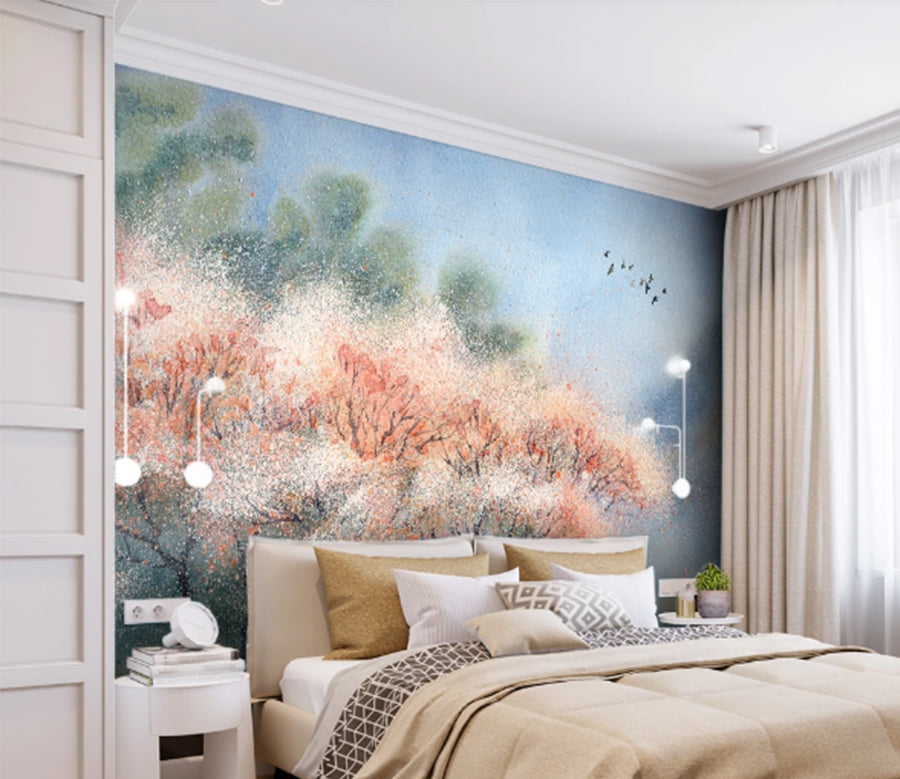 3D Pink Flower Forest WC1108 Wall Murals