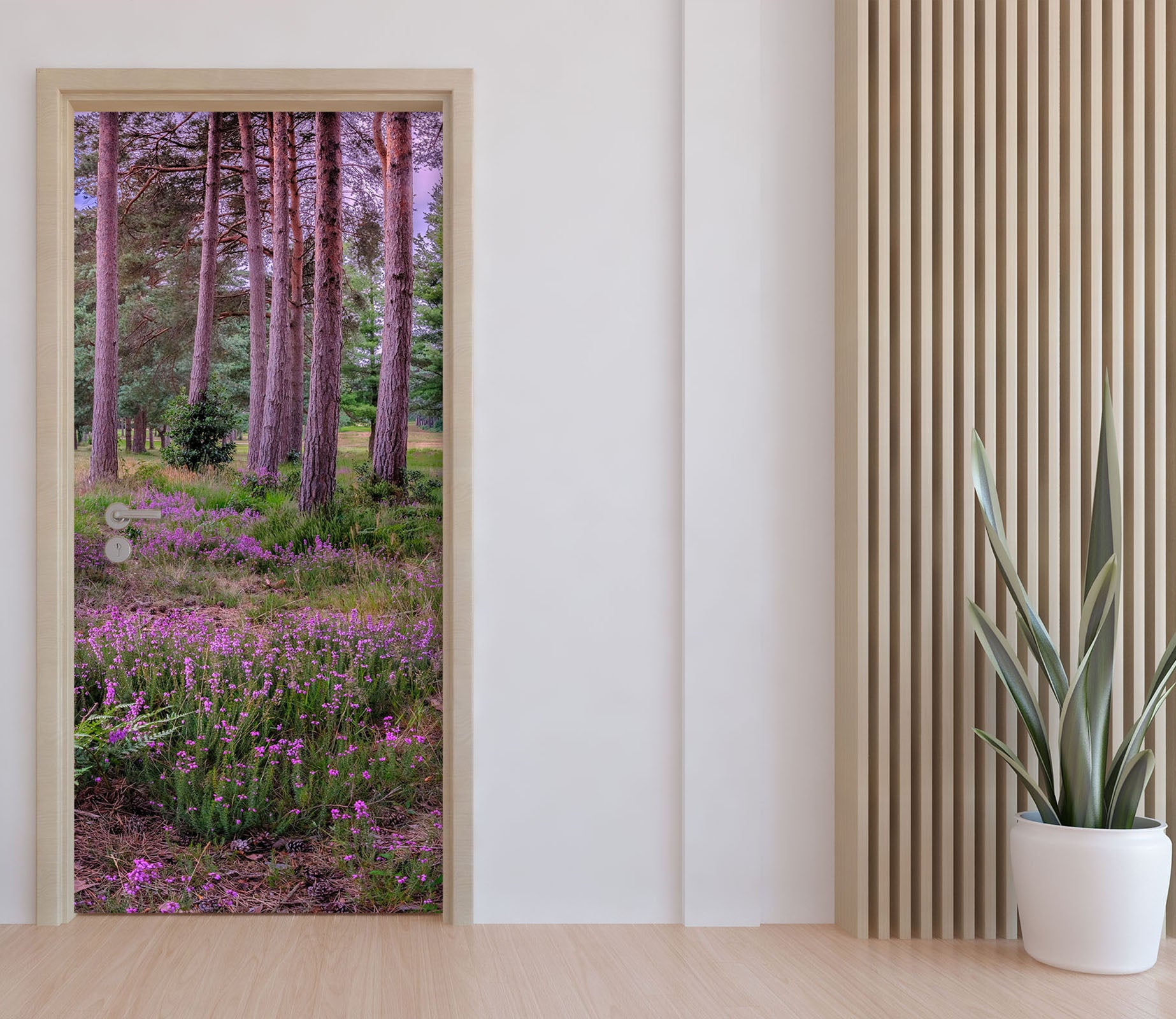 3D Forest Purple Flowers 101226 Assaf Frank Door Mural