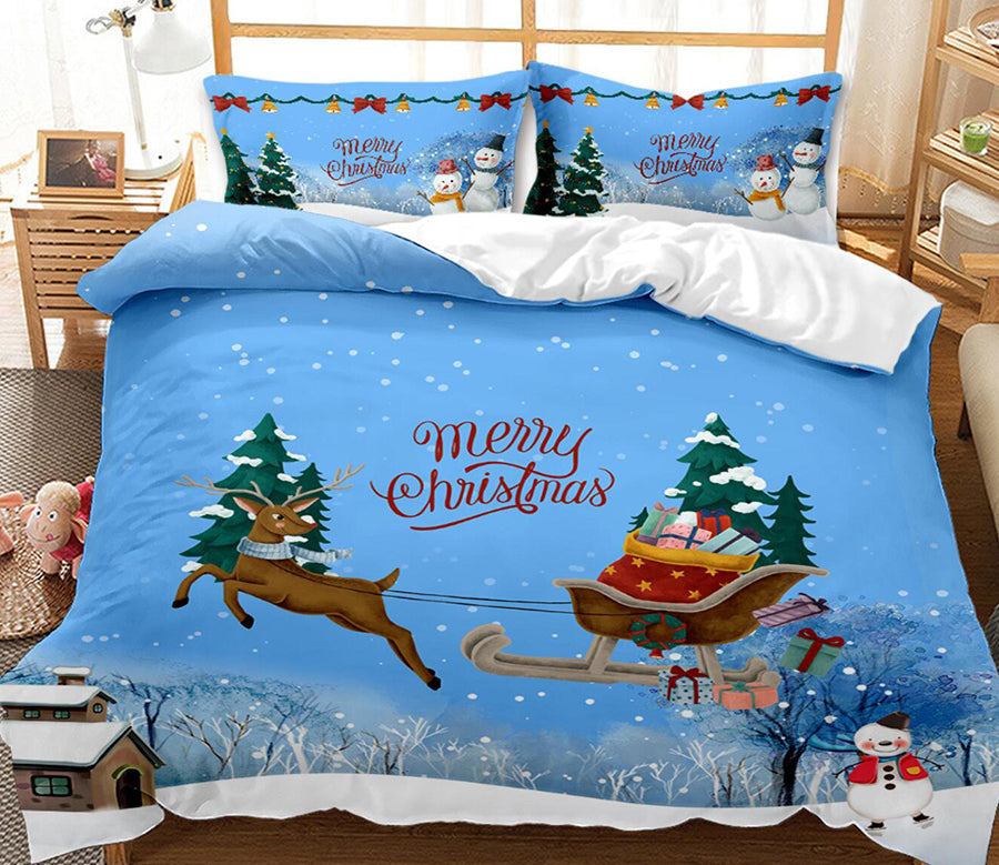 3D Sleigh Deer Gift 32088 Christmas Quilt Duvet Cover Xmas Bed Pillowcases