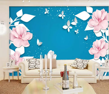 3D White Leaves WC800 Wall Murals