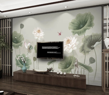 3D Lotus Seed Dragonfly WC982 Wall Murals