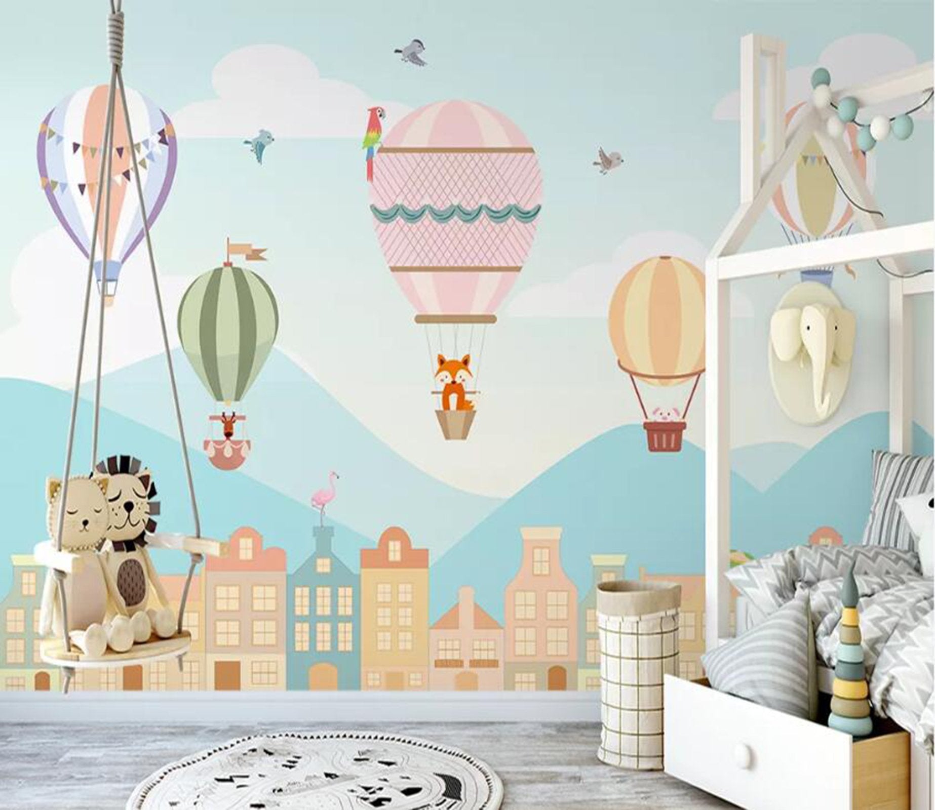 3D Balloon Town WC39 Wall Murals Wallpaper AJ Wallpaper 2 