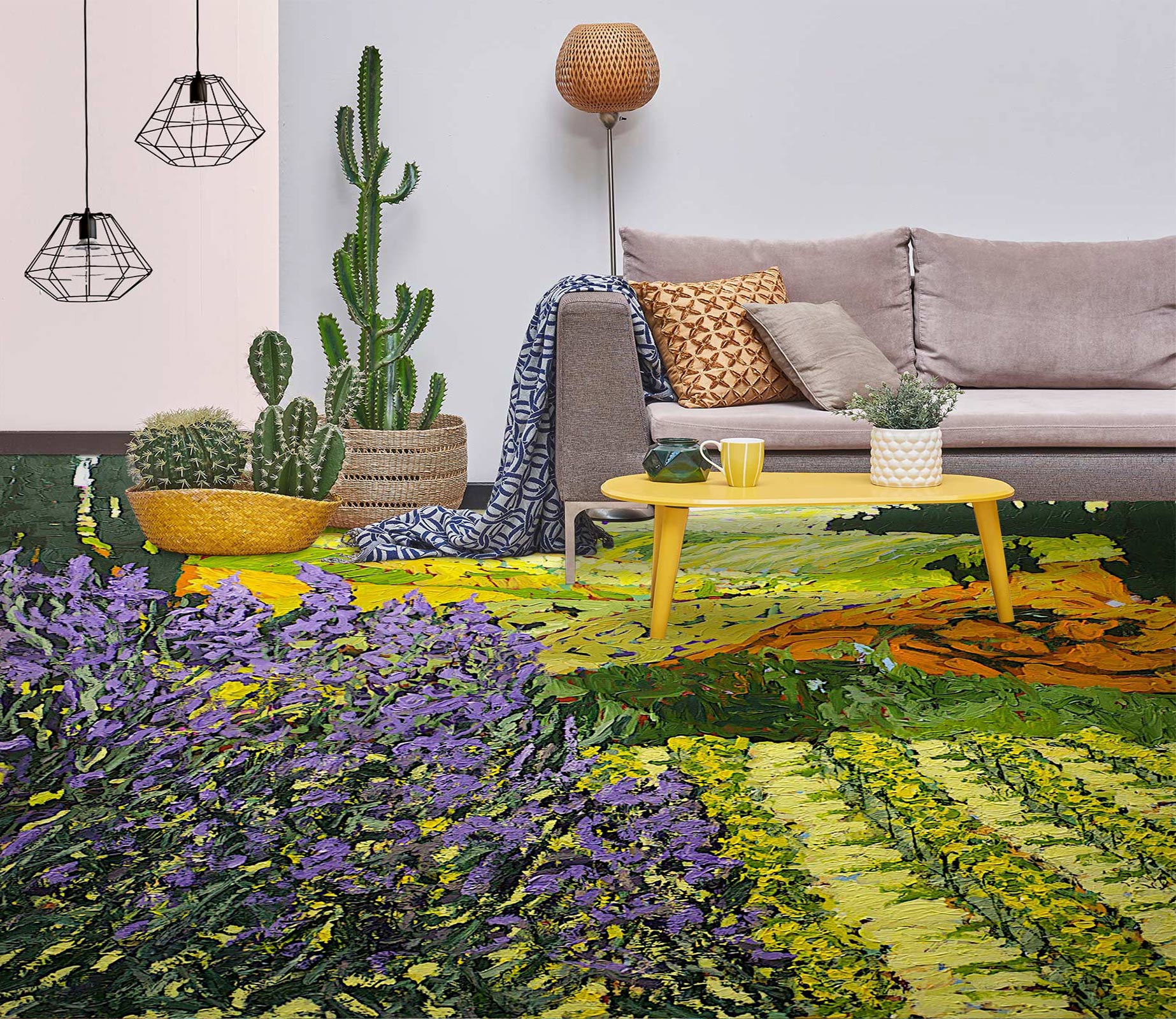 3D Purple Flowers Field Painting 9524 Allan P. Friedlander Floor Mural  Wallpaper Murals Self-Adhesive Removable Print Epoxy