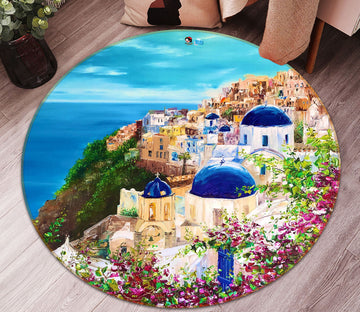 3D Ocean House Painting 922 Skromova Marina Rug Round Non Slip Rug Mat