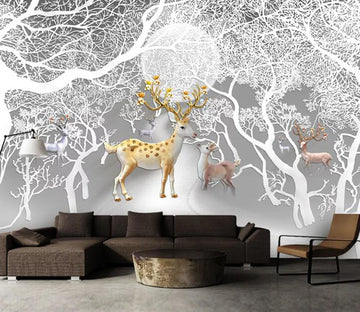 3D Deer Forest WC49 Wall Murals Wallpaper AJ Wallpaper 2 