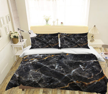 3D Black Crack Stone Pattern 023 Bed Pillowcases Quilt Wallpaper AJ Wallpaper 