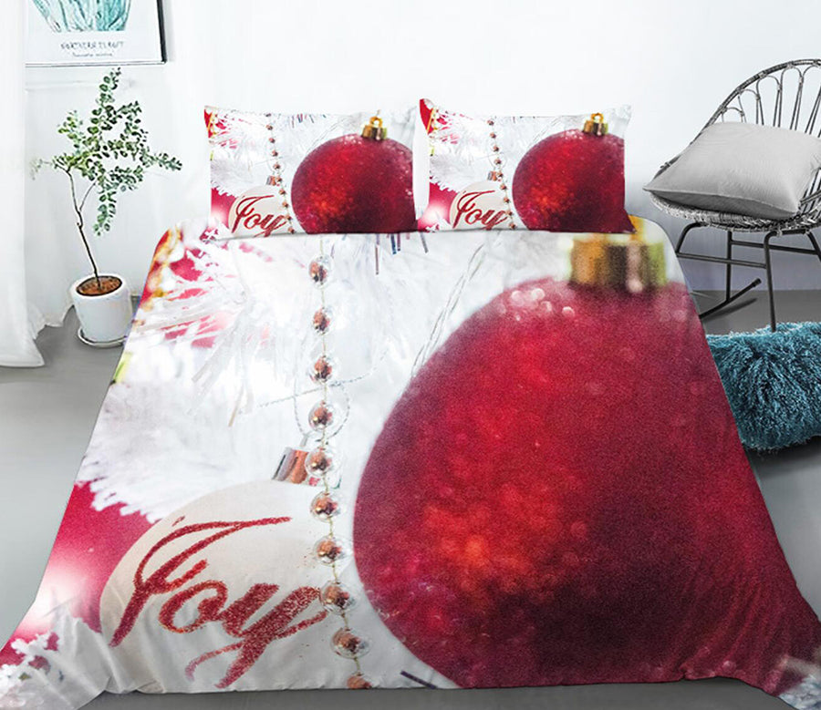 3D Red Ball 32120 Christmas Quilt Duvet Cover Xmas Bed Pillowcases