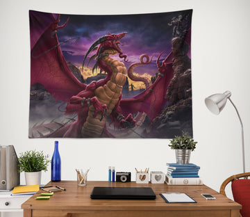 3D Red Big Dragon 121191 Tom Wood Tapestry Hanging Cloth Hang