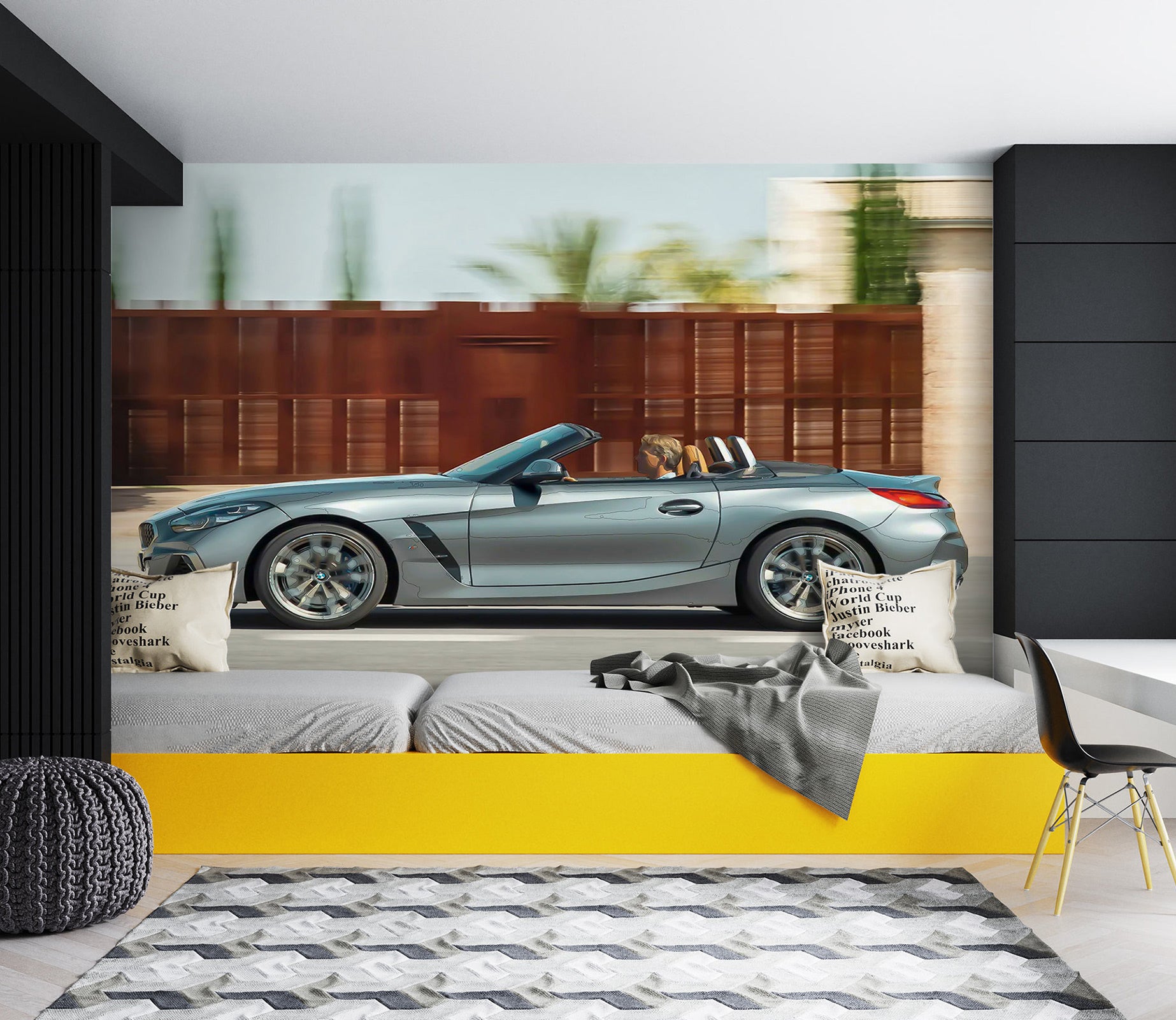 3D Silver Car 90220 Alius Herb Wall Mural Wall Murals