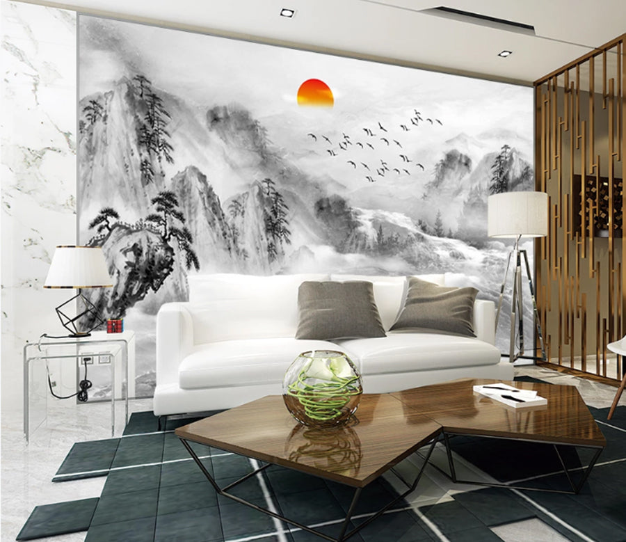 3D Cliff Black Tree WC2688 Wall Murals