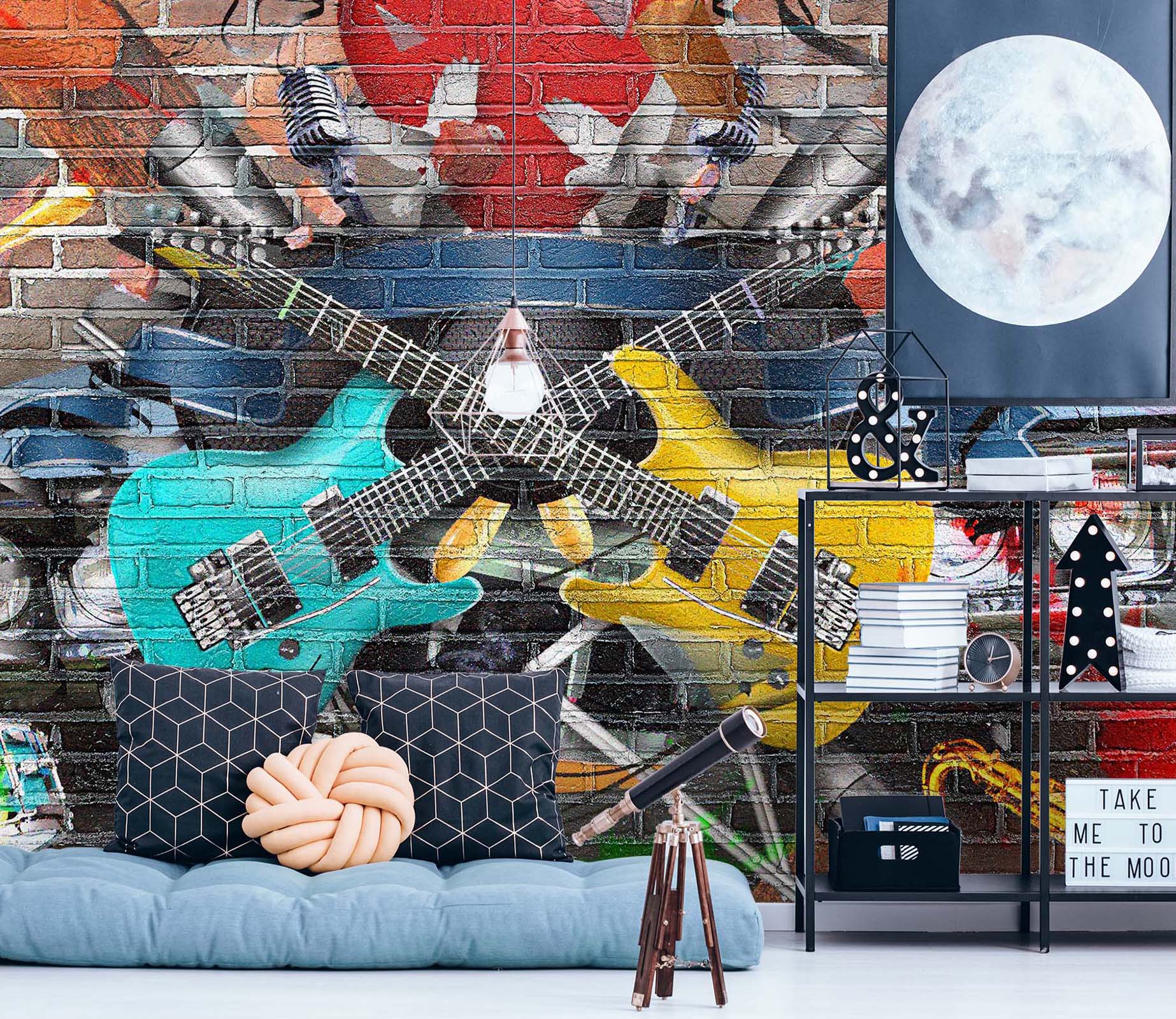 3D Hand Drawn Doodle Guitar 037 Wall Murals