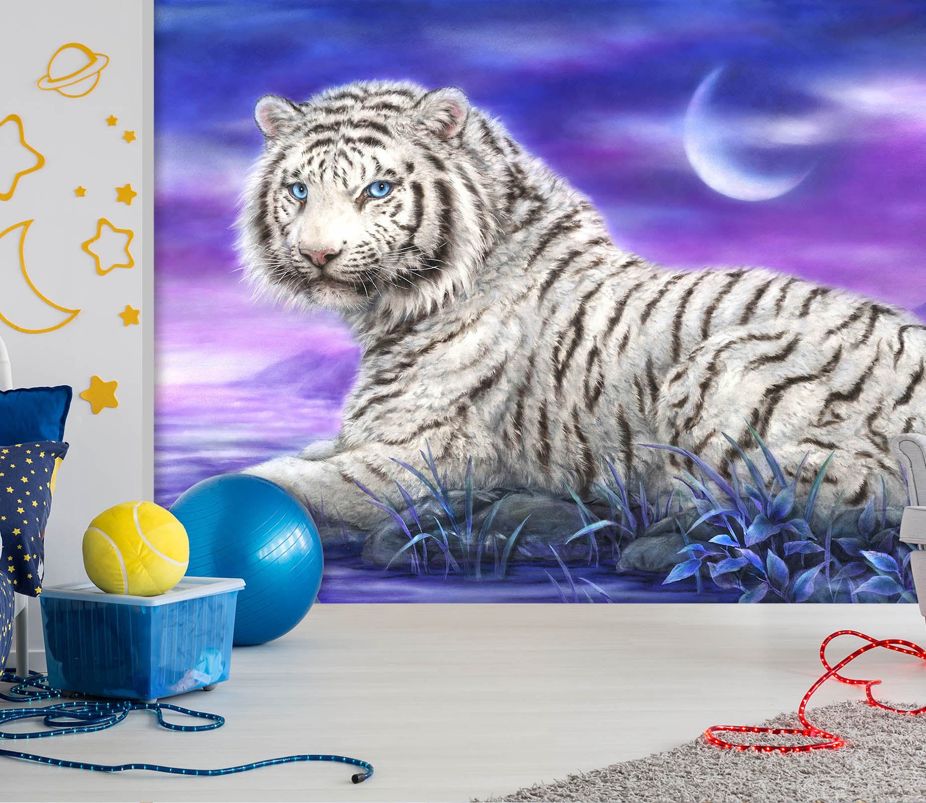 3D Tiger Moon 5528 Kayomi Harai Wall Mural Wall Murals