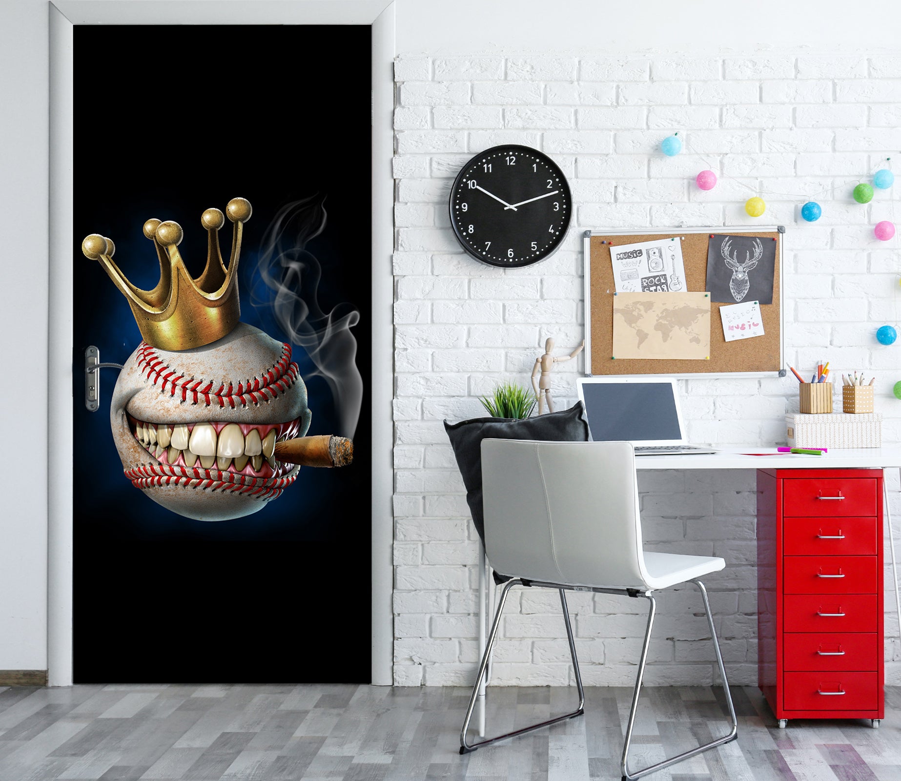 3D Crown Baseball 615 Tom Wood Door Mural