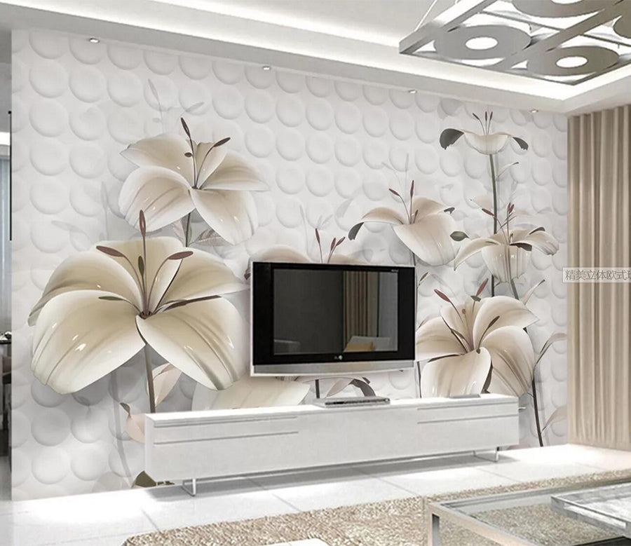 3D Lily Flower WC2044 Wall Murals